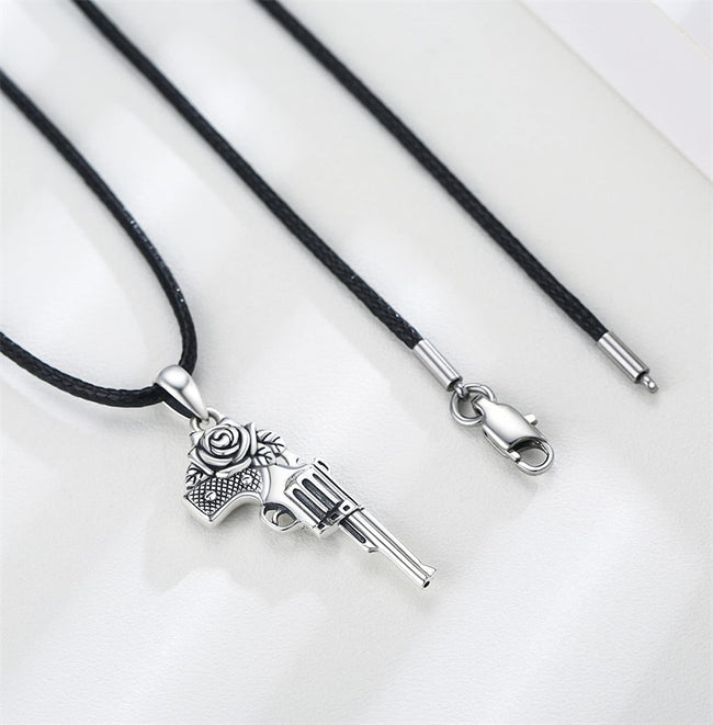 925 Sterling Silver Gun Necklace for Men Women 3D Pendant Necklaces for Birthday Jewelry Gift for Girl Boy