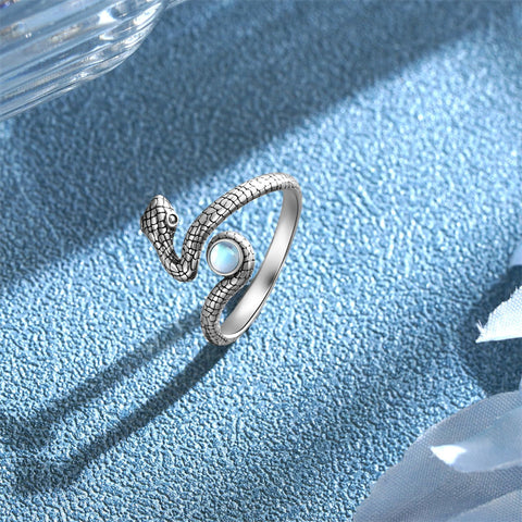 Sterling Silver  Moonstone Snake Fox Cat Octopus Wolf Ring