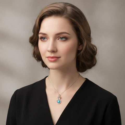 Sterling Silver Teardrop Gemstone Rose Butterfly Infinity Heart Necklace for Women