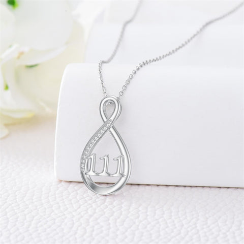 Sterling Silver 111 222 333 444 555 777 888 999 Infinity Angel Number Pendant Necklace