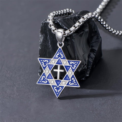 Sterling Silver Star of David, Evil Eye, Tree of Life, Cross Lion, Chai Pendant Necklace