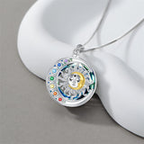 Sterling Silver Crystal Triple Moon Goddess Hamsa Hand Lotus Tree of Life Flower of Life Chakra Pendant Necklace