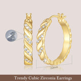 14K Gold Plated  Cubic Zirconia Dainty Hoop Earrings for Women