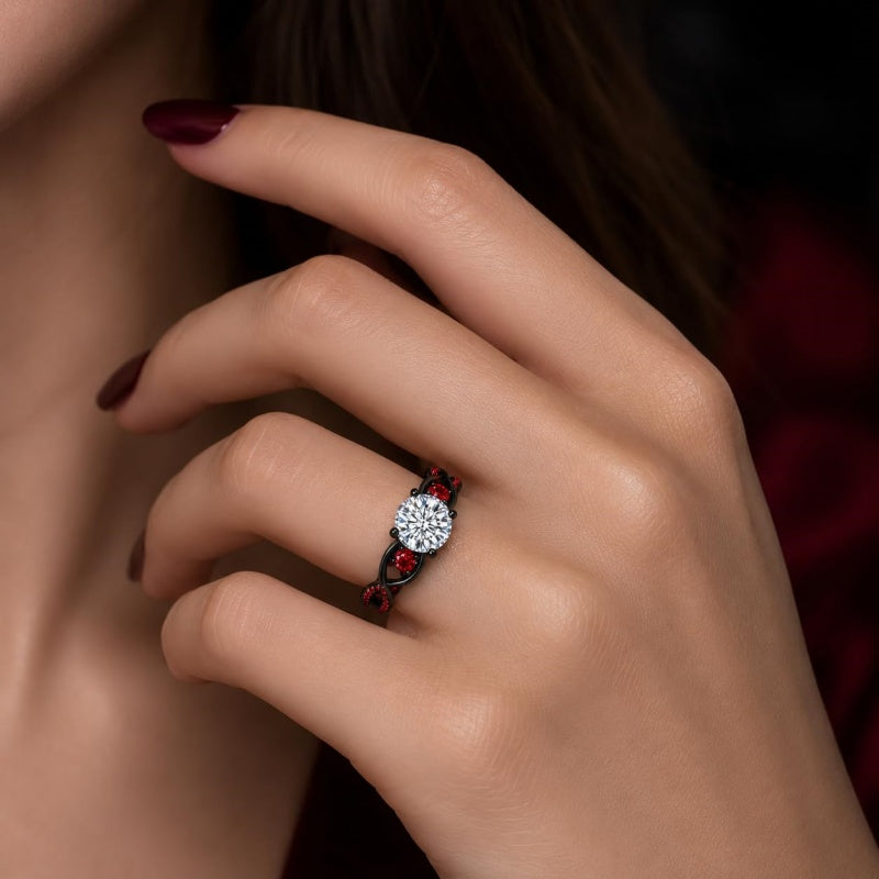 Sterling Silver 10K 14K 18K Gold Custom Engraved Moissanite Engagement Wedding Ring