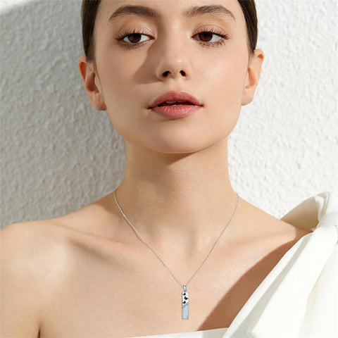 Sterling Silver White Opal Butterfly Dragonfly Tree of Life Paw Print Bar Pendant Necklace Gift for Birthday Christmas