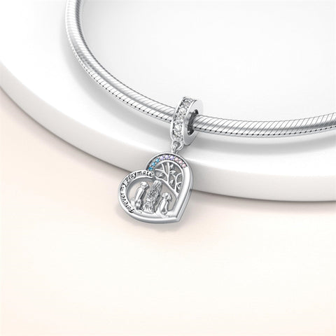 Sterling Silver Cubic Zirconia Cat Dog Charm Beads for Bracelets Engraved with Forever My Playmate
