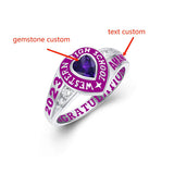 Sterling Silver Personalized Class Ring Graduation Ring for Women