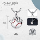 Sterling Silver Bear Claw Basketball Baseball Football Sports Pendant Necklace for Men