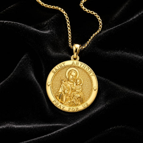 Patron Saint Medal Gold Plated Catholic Pendant Christian Religious Necklace Amulet Jewelry
