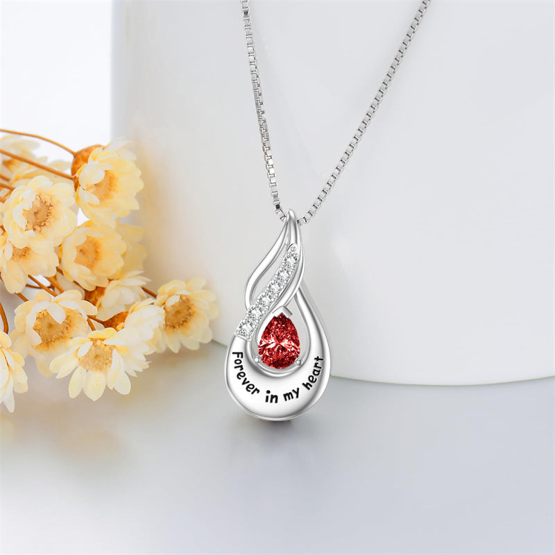 Sterling Silver Personalized Engraved Birthstone Urn Necklace for