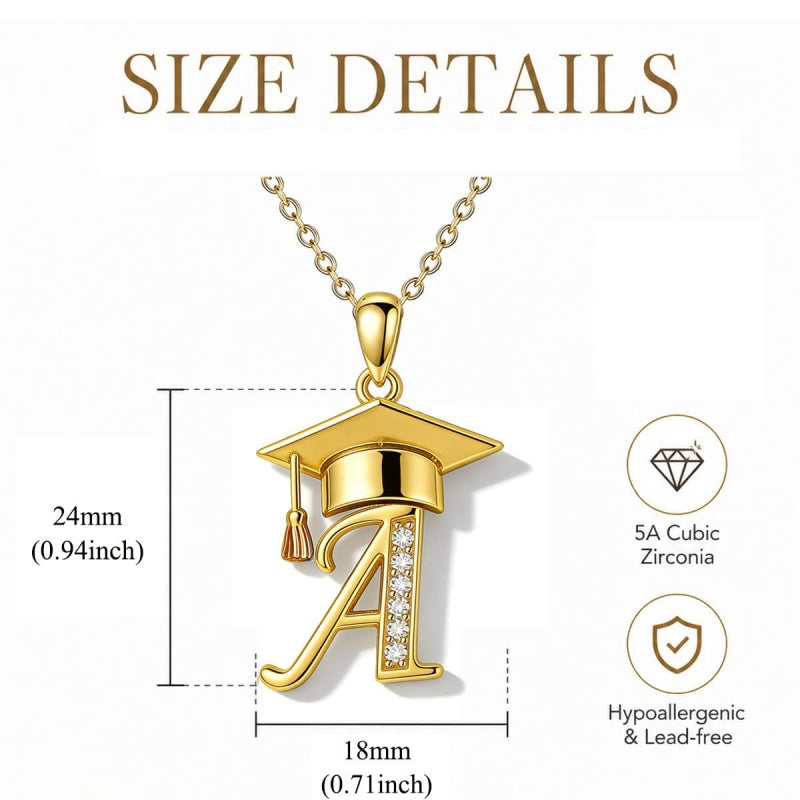 Initial  Graduation 14K Gold Plated Inspiring Grad Pendant Necklace Graduations Jewelry Gifts