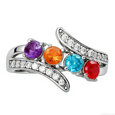 Sterling Silver 2-5 Birthstones Family Ring Gifts for Mother's Day