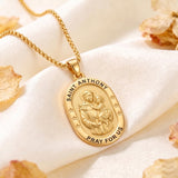 14K Gold  Plated Patron Saint Pendant Necklace Catholic Saints Religious Protective Jewelry Gift
