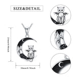 Gothic Jewelry Bat/Cat/Wolf/Spider Pendant Sterling Silver Crescent Moon Necklace for Women Girls Black Jewelry Gifts