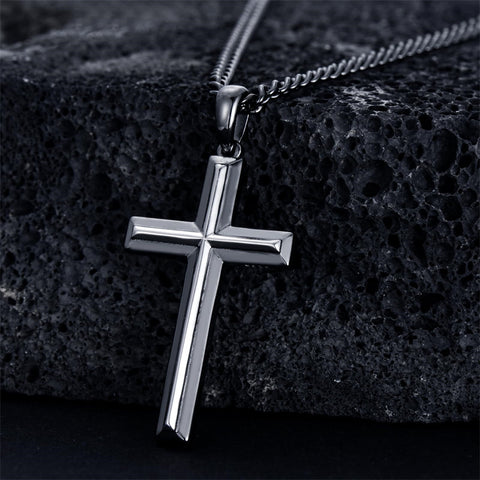 Sterling Silver Cross Religious Necklace for Men