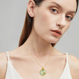 14K Gold Plated Natural Jade Hummingbird Cat Dragonfly Butterfly Bee Pendant Necklace for Women
