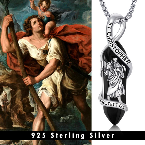 Sterling Silver Crystal Saint Michael Saint Christopher Guardian Angel Guadalupe Pendant Necklace