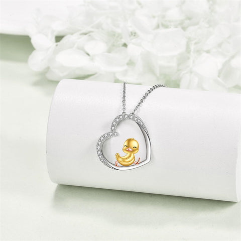 Duck Pendant Necklace 925 Sterling Silver Duck  Duck Jewelry for Mother Women Girls Duck Lovers Gifts