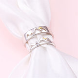 Sterling Silver Adjustable Mountain Couple Rings Set