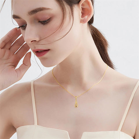 14K Gold Celtic Knot Mustard Seed Pendant Necklace