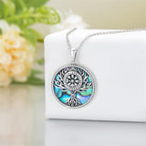 Tree of Life Viking Necklace 925 Sterling Silver Crystal Viking Pendant Jewelry Gifts for Women Men for Birthday Mothers Day