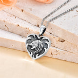 Heart Wolf Locket Necklace That Holds 2 Pictures Personalized Photo Locket for Men Sterling Silver on Father Son Birthday