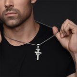 White Gold Plated Stainless Steel Cross Initial Necklaces Cross Pendant Necklaces for Men Women Gifts