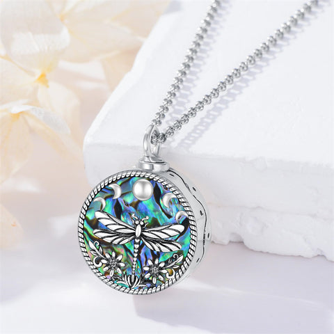 Sterling Silver Abalone Shell Bee Butterfly Dragonfly Urn Necklace for Ashes