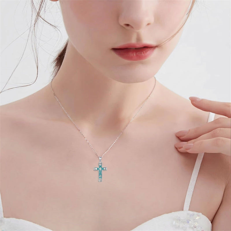 Sterling Silver Cross Pendant Necklace for Women Southwestern Cross Jewelry Gifts