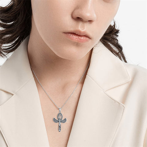 Sterling Silver Egyptian Goddess Pendant  Necklace