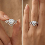 Sterling Silver 10K 14K 18K Gold 1CT-4CT Heart Round Teardrop Oval Moissanite Engagement Rings Set for Women