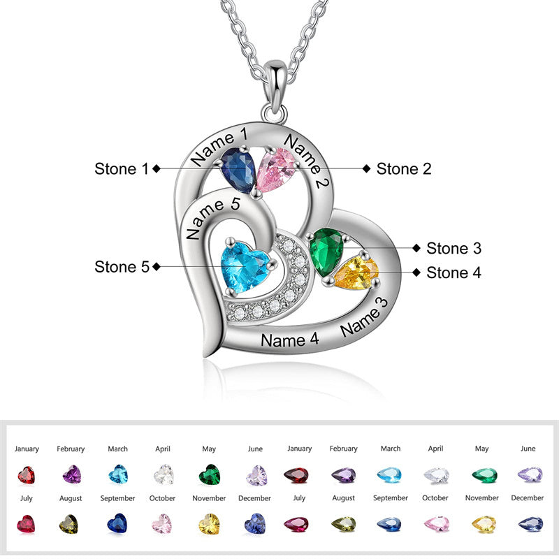 Sterling Silver Personalized Name Birthstone Mothers Necklace for Women