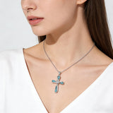 14K Gold Plated Turquoise Cross Pendant Necklace Western Jewelry for Women