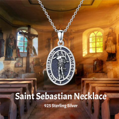 Sterling Silver Saint Christopher St Michael Saint Sebastian Amulet Pendant Necklace