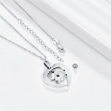 Paw Print Urn Necklace for Ashes S925 Sterling Silver Angel Wings Urn Necklace Pet Cremation Jewelry for Women