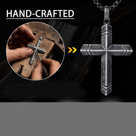 14K Gold Plated Cross Necklace for Men with Adjustable Chain Jewelry Gift for Him