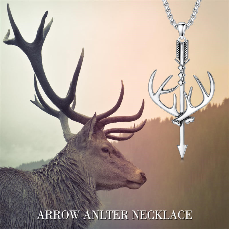 cross with deer antlers and fishing hooks Sterling Silver Cross Deer Antler Fish Hook Hunting Pendant Necklace f– romanticwork