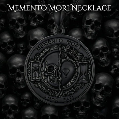 Sterling Silver Memento Mori Gothic Skull Amulet Pendant Necklace for Men