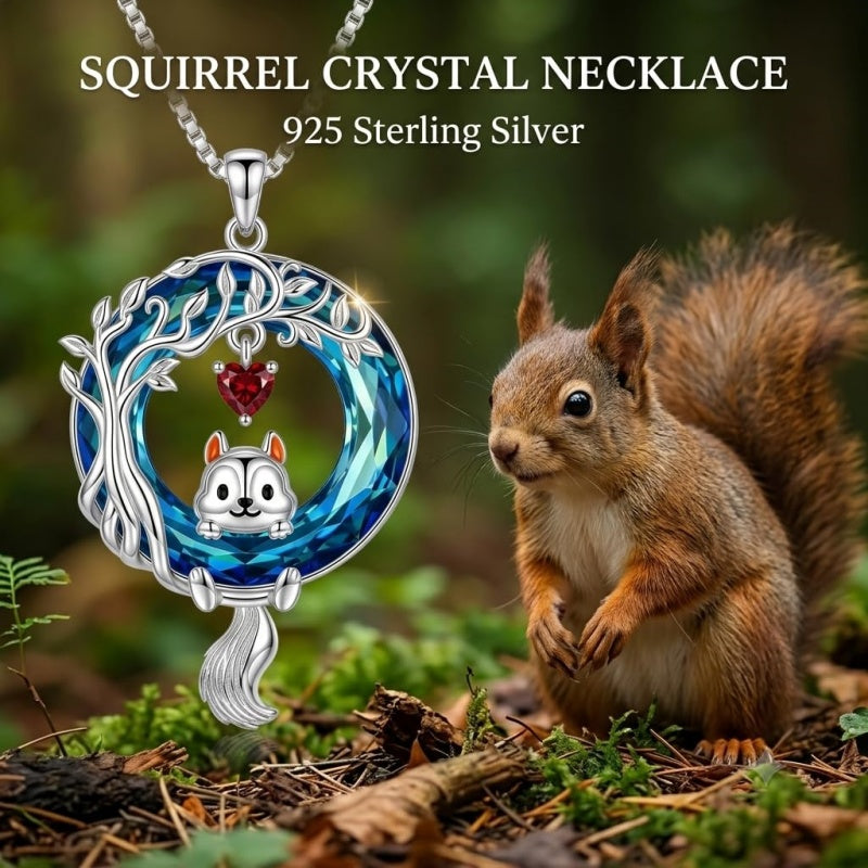 Sterling Silver Blue Crystal  Tree of Life Raccoon Bunny Cat Corgi  Pendant  Necklace  Anniversary Birthday Gifts