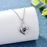 Sterling Silver Heart Shape Tear Dangle Urn Necklace for Ashes