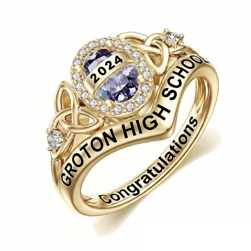 Sterling Silver Personalized High School College Graduation Ring