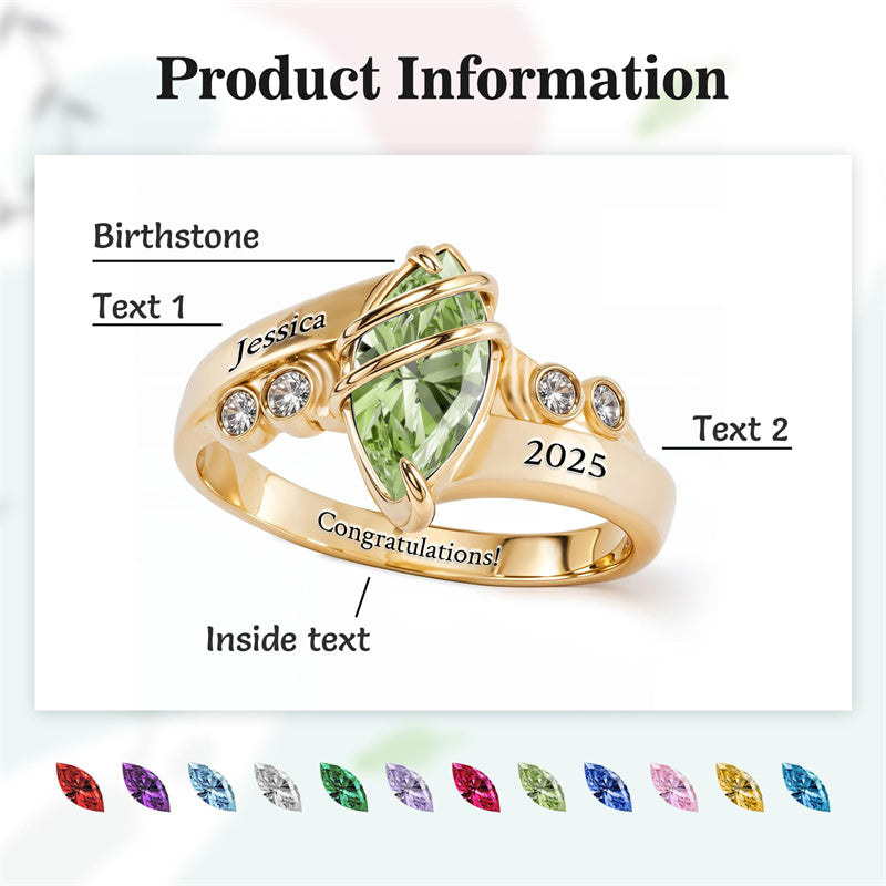 Sterling Silver Personalized Graduation Ring for Class of 2026