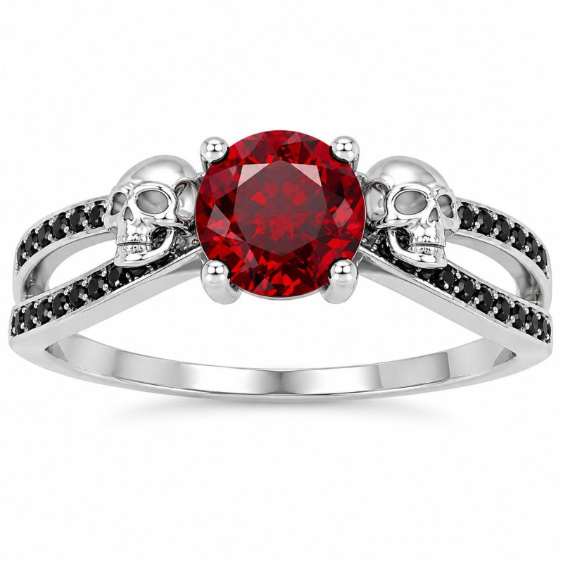Sterling Silver 10K 14K 18K Gold Personalized Gothic Skull Ring Exquisite Spooky Jewelry for Halloween Lovers