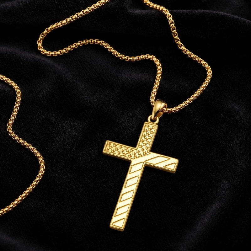 Cross Pendant Necklace  14K Gold Plated Christian Faith Jewelry