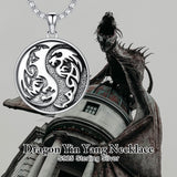 Sterling Silver Yin Yang Wolf Dragon Scorpion Tiger Wolf Phoenix Pendant Necklace