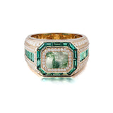 Sterling Silver 10K 14K 18K Gold Emerald Cut Gemstone Engagement Ring Wedding Anniversary Ring for Men