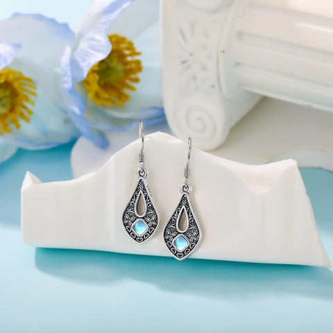 Sterling Silver Moonstone Filigree Bee Dragonfly Hummingbird Butterfly Dangle Earrings for Women Christmas Gift