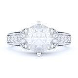 Sterling Silver 2CT Round Cut Moissanite Promise Engagement Ring