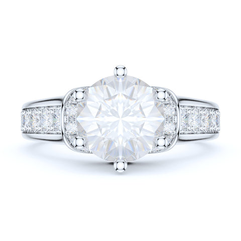 Sterling Silver 2CT Round Cut Moissanite Promise Engagement Ring