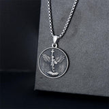 Sterling Silver Crown of Thorns Jesus St Benedict St Michael Pendant Necklace